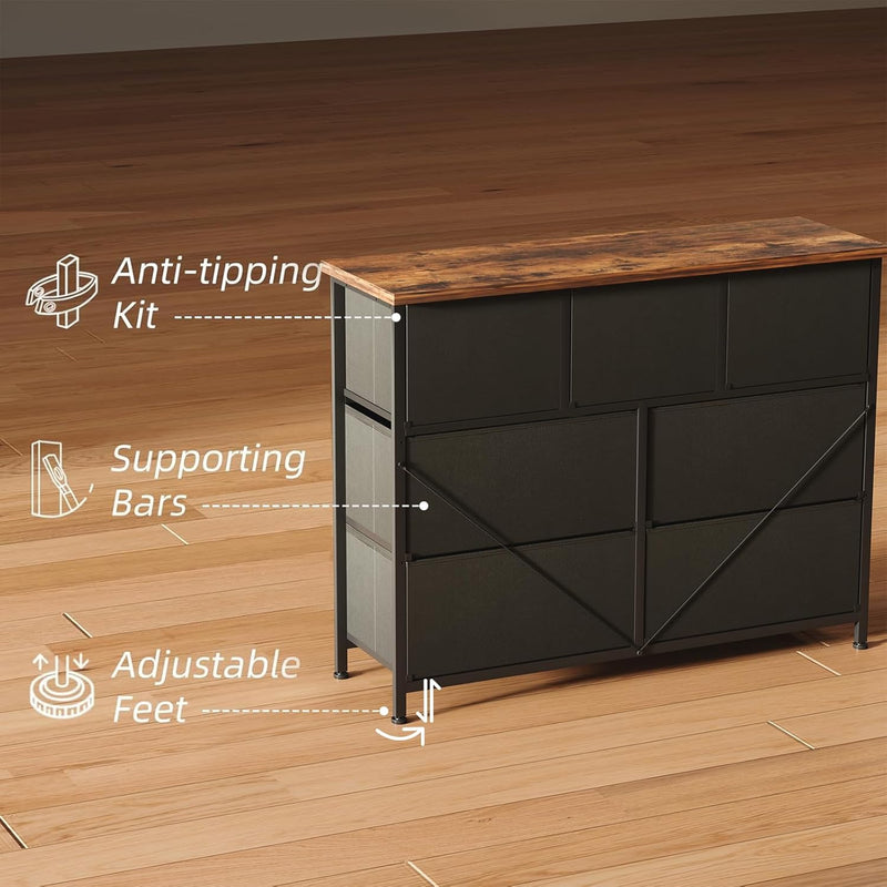 Chest of Drawers for Bedroom with 7 Fabric