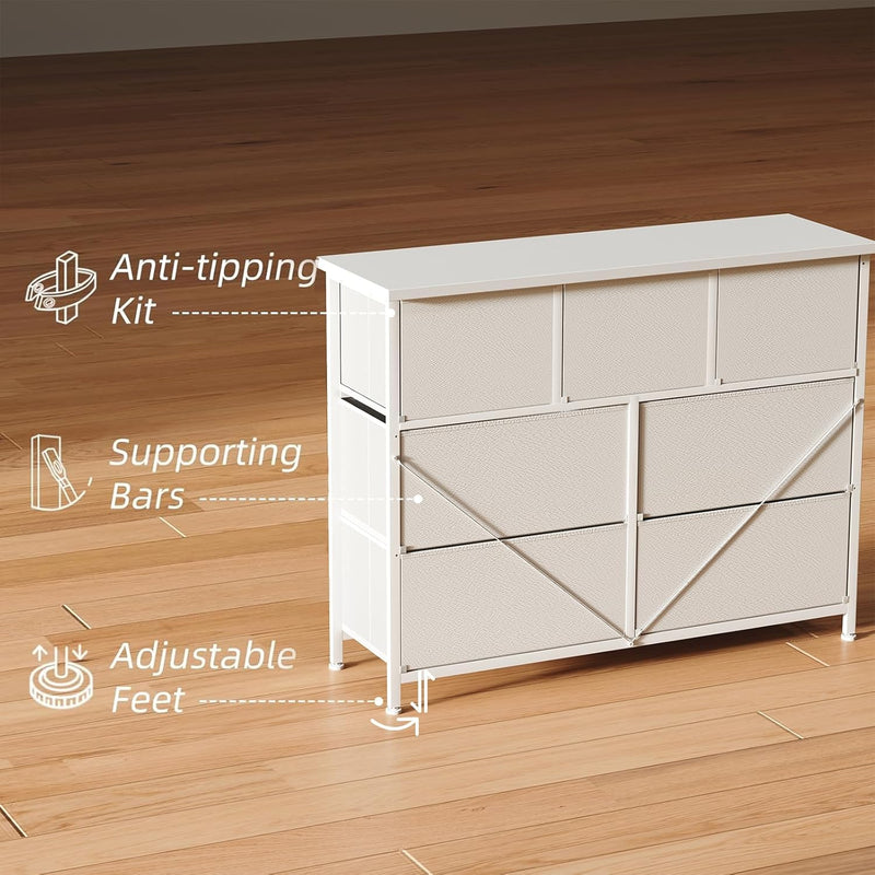 Chest of Drawers for Bedroom with 7 Fabric