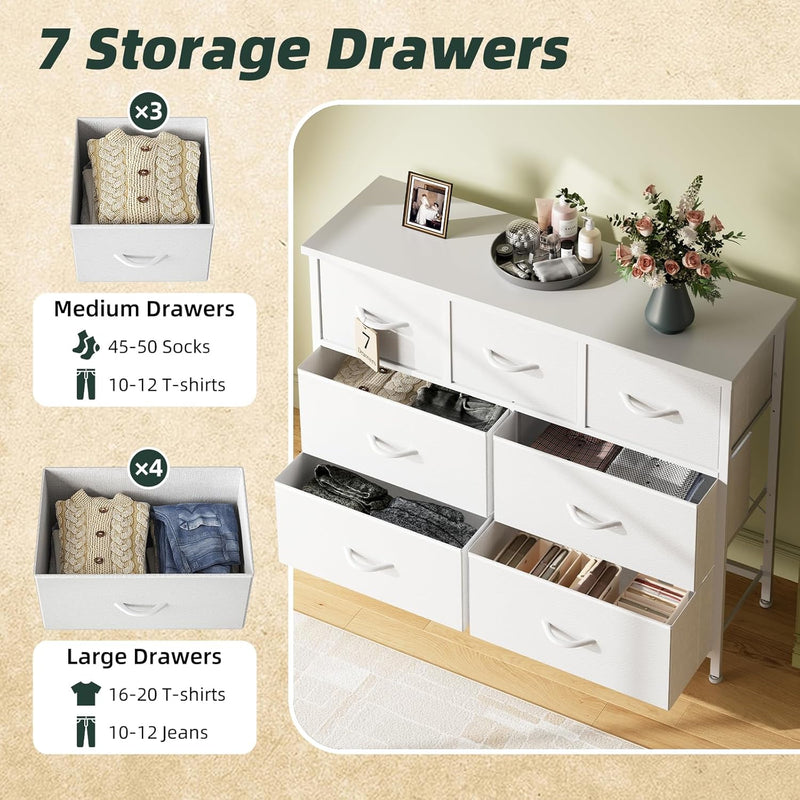 Chest of Drawers for Bedroom with 7 Fabric