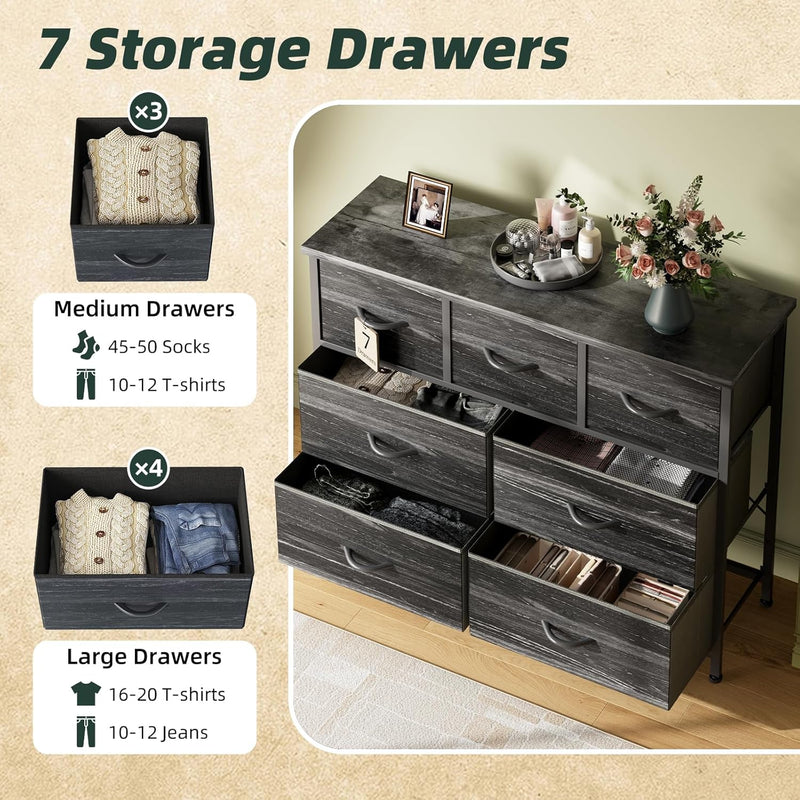 Chest of Drawers for Bedroom with 7 Fabric