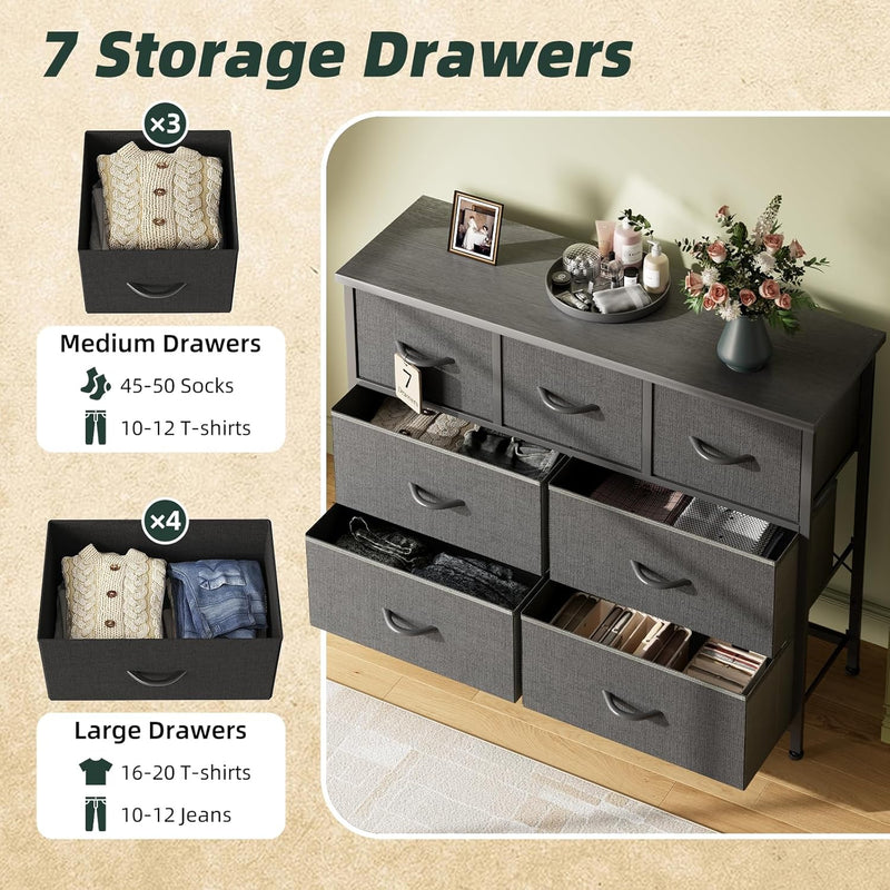 Chest of Drawers for Bedroom with 7 Fabric
