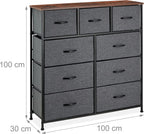 Chest of Drawers Metal 9 Fabric Compartments Shelf