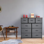 Chest of Drawers Metal 9 Fabric Compartments Shelf