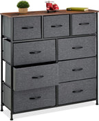 Chest of Drawers Metal 9 Fabric Compartments Shelf