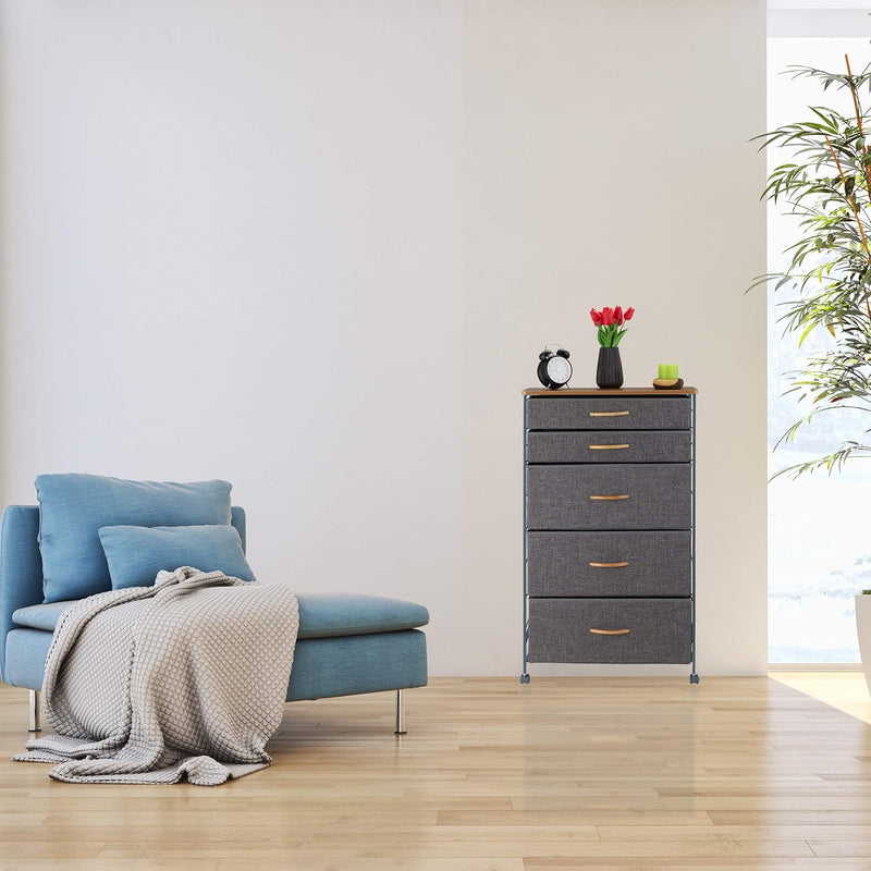 Chest of Drawers on Castors 5 Fabric Decor
