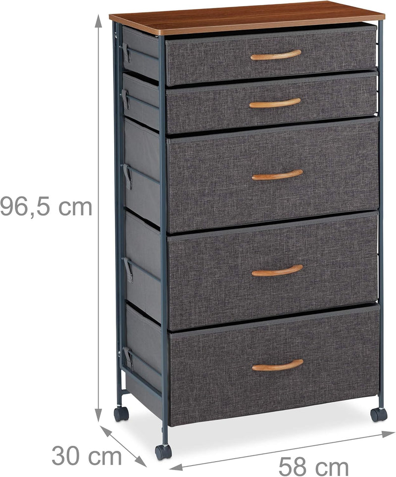 Chest of Drawers on Castors 5 Fabric Decor