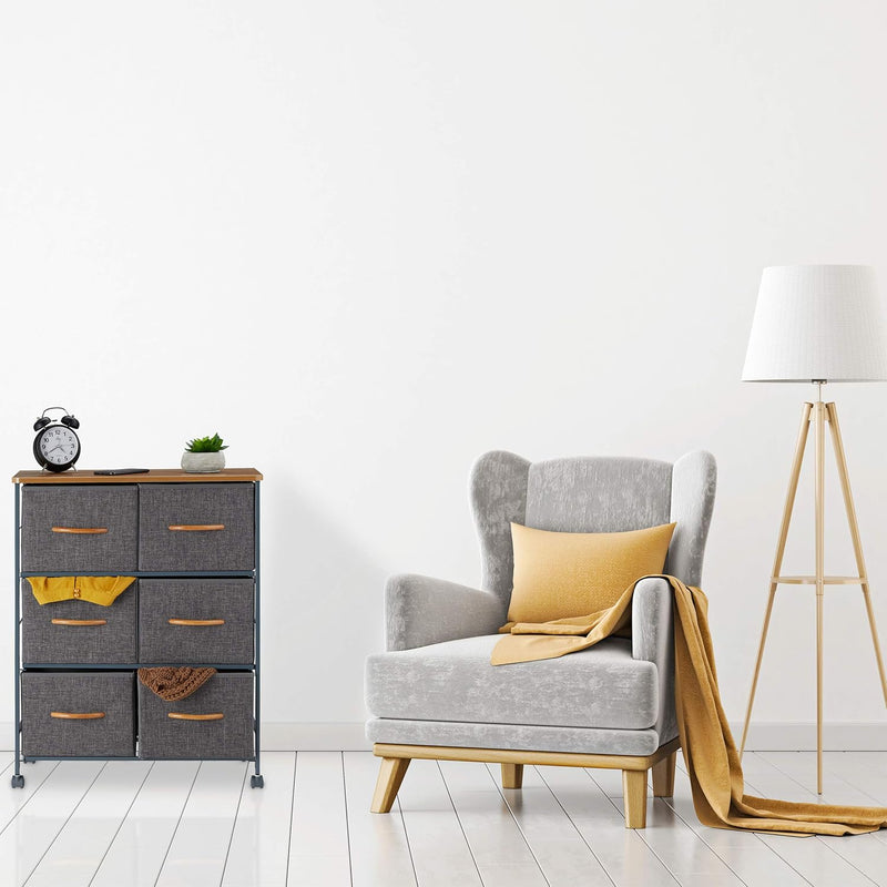 Chest of Drawers on Castors 6 Fabric Decor