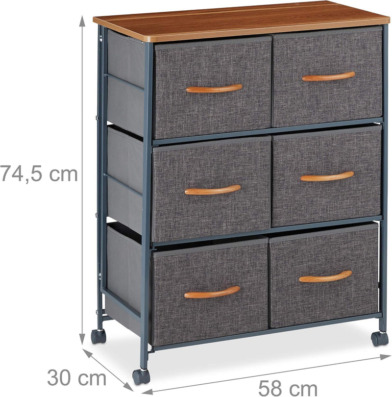 Chest of Drawers on Castors 6 Fabric Decor