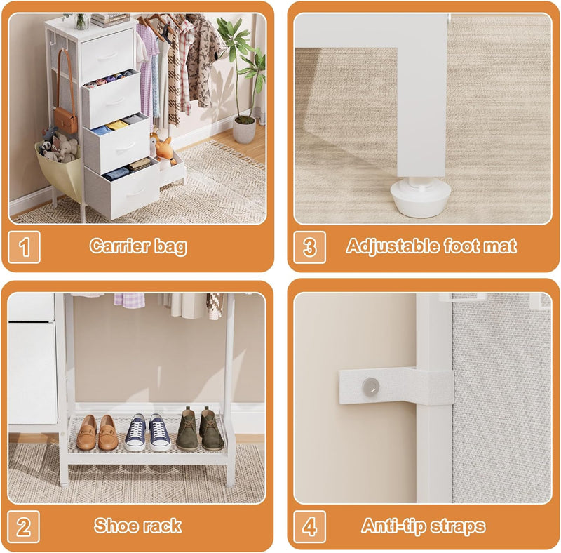 Chest of Drawers with Retractable Hanging Rail
