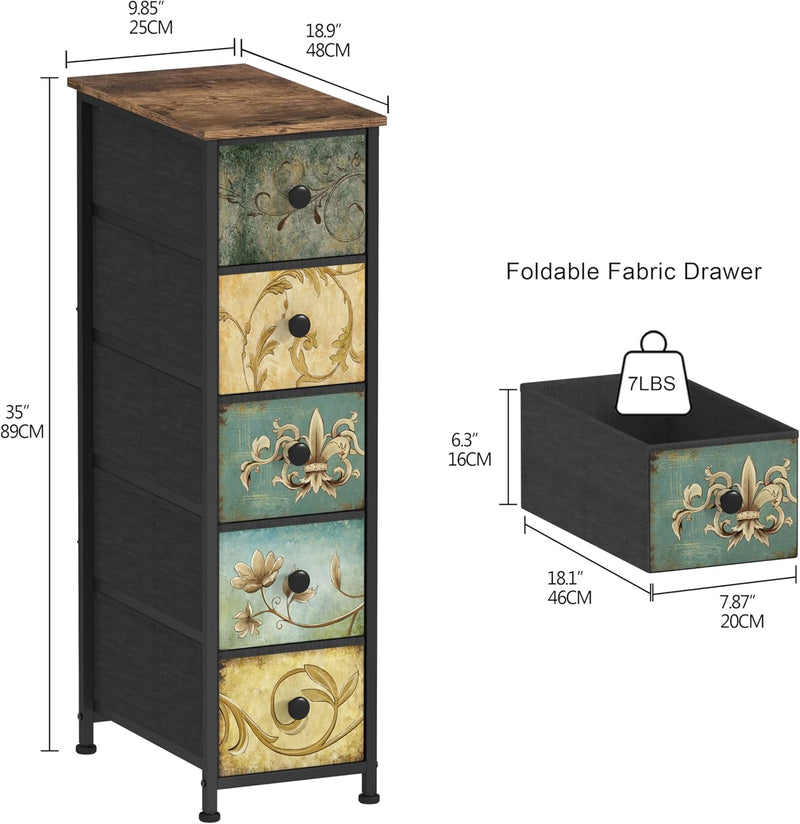 Chest of Drawers with 5 Drawer Narrow Dressers