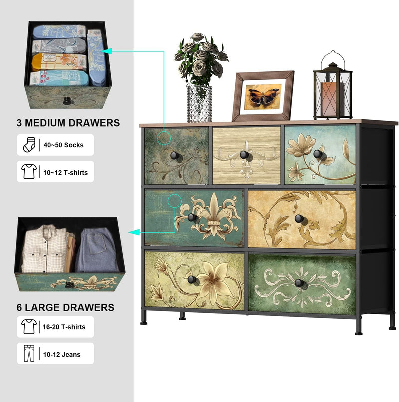 Chest of Drawers with 8 Bohemian Dressing Table
