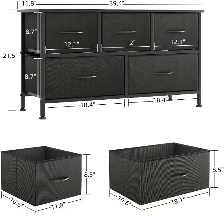 Chest of Drawers with 9 Fabric Storage Dresser