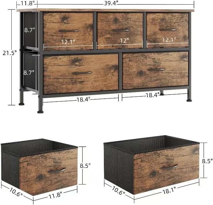 Chest of Drawers with 9 Fabric Storage Dresser
