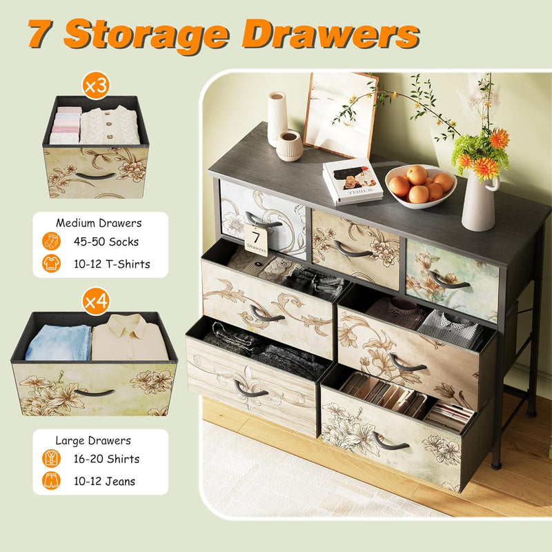 Chest of Drawers with 7 Tall Dresser