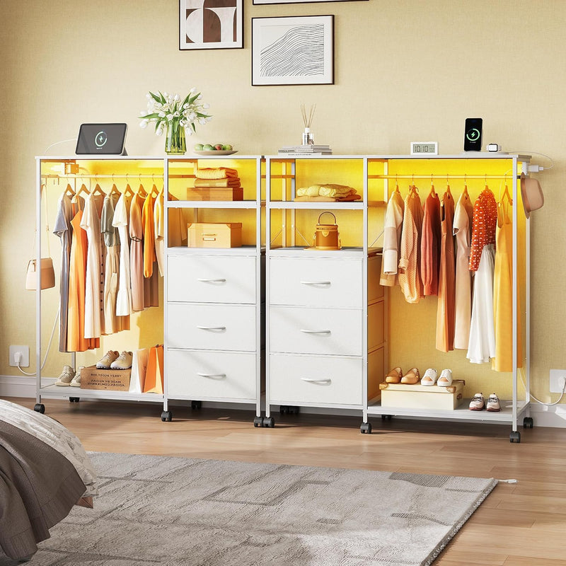 Chest of Drawers with LED Charger Fabric Open
