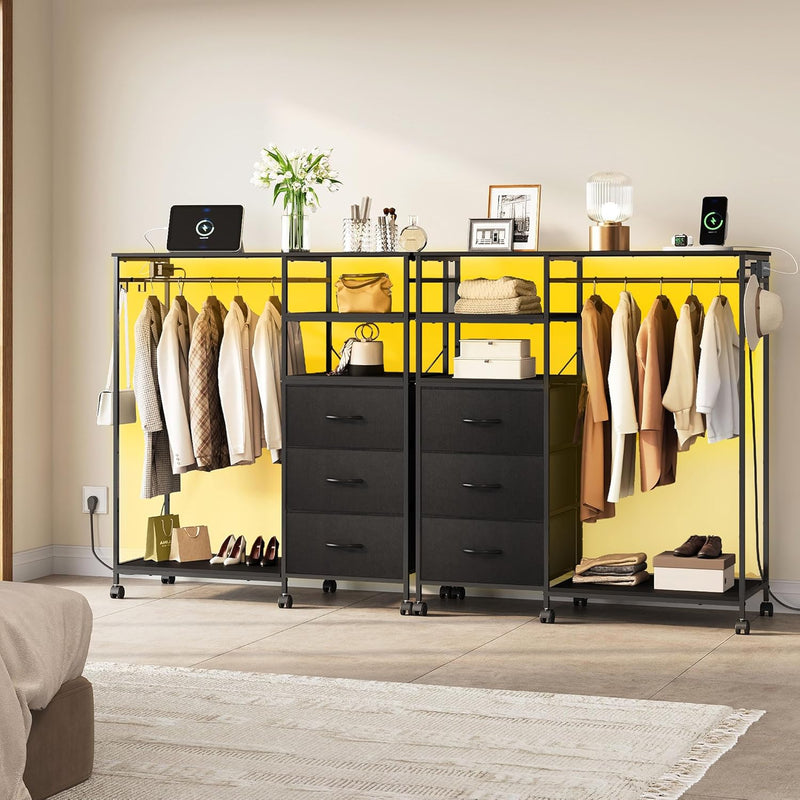 Chest of Drawers with LED Charger Fabric Open