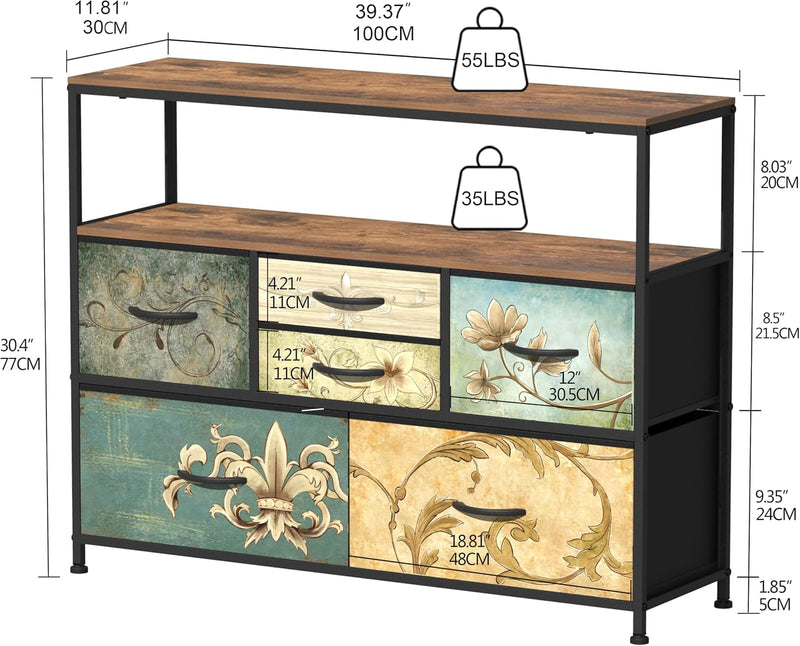 Chest of Drawers with Open Shelf Dresser