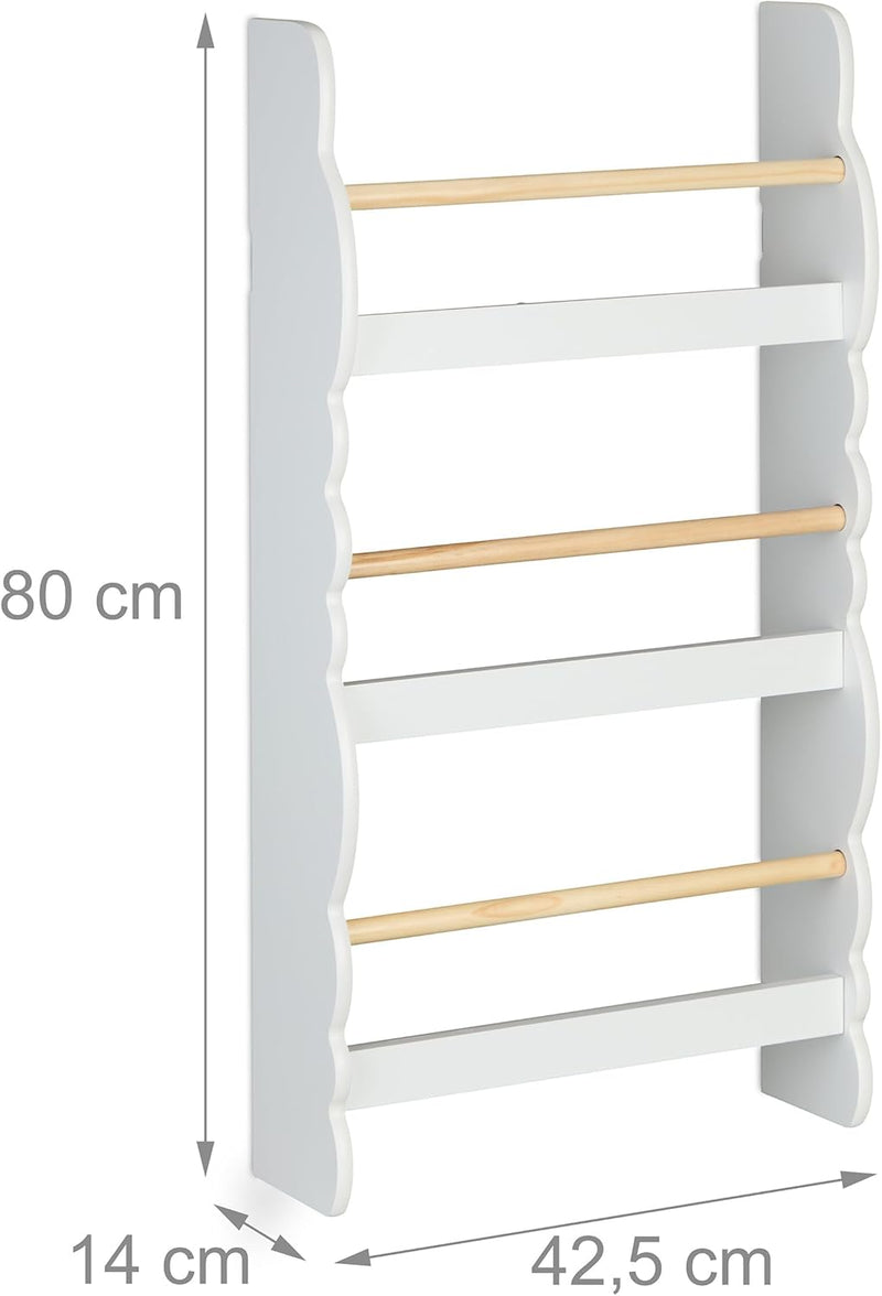 Children's Bookshelf Cloud Design 3 Compartments Wall-Mounted
