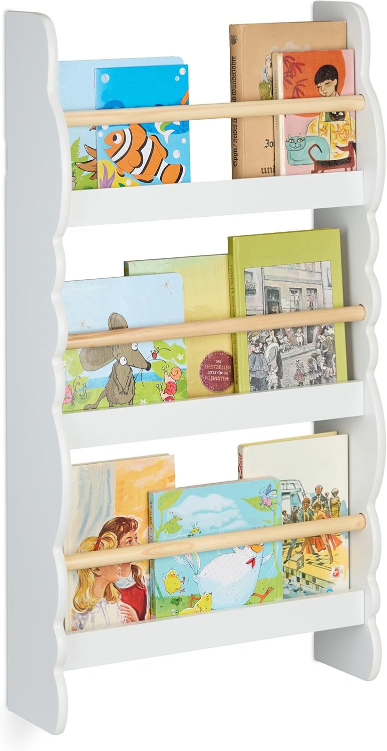 Children's Bookshelf Cloud Design 3 Compartments Wall-Mounted