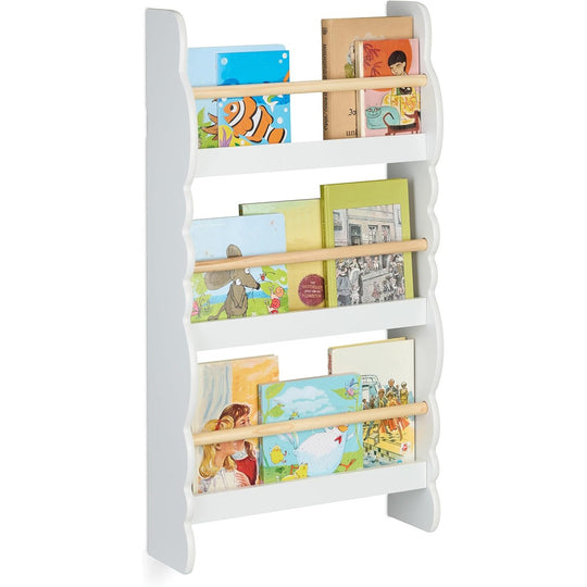 Children's Bookshelf Cloud Design 3 Compartments Wall-Mounted