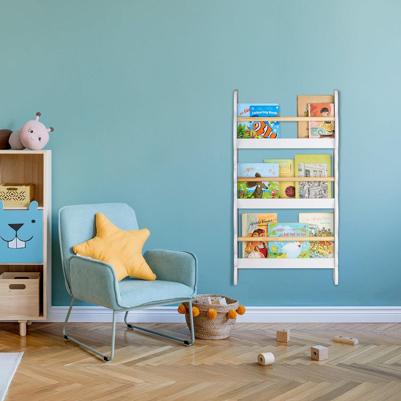 Children's Bookshelf Cloud Design 3 Compartments Wall-Mounted
