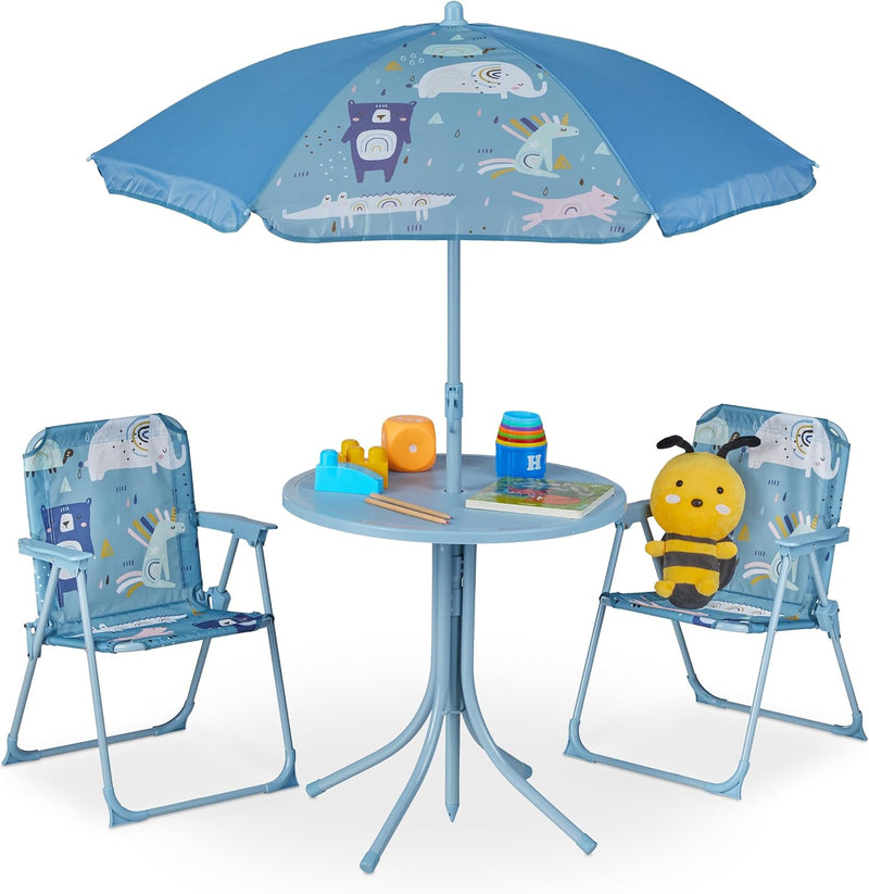 Children’s Camping Furniture Set with Parasol Folding Chairs
