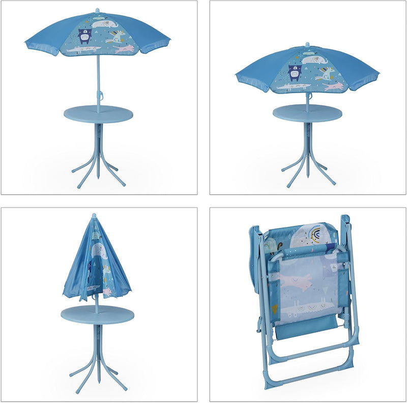 Children’s Camping Furniture Set with Parasol Folding Chairs