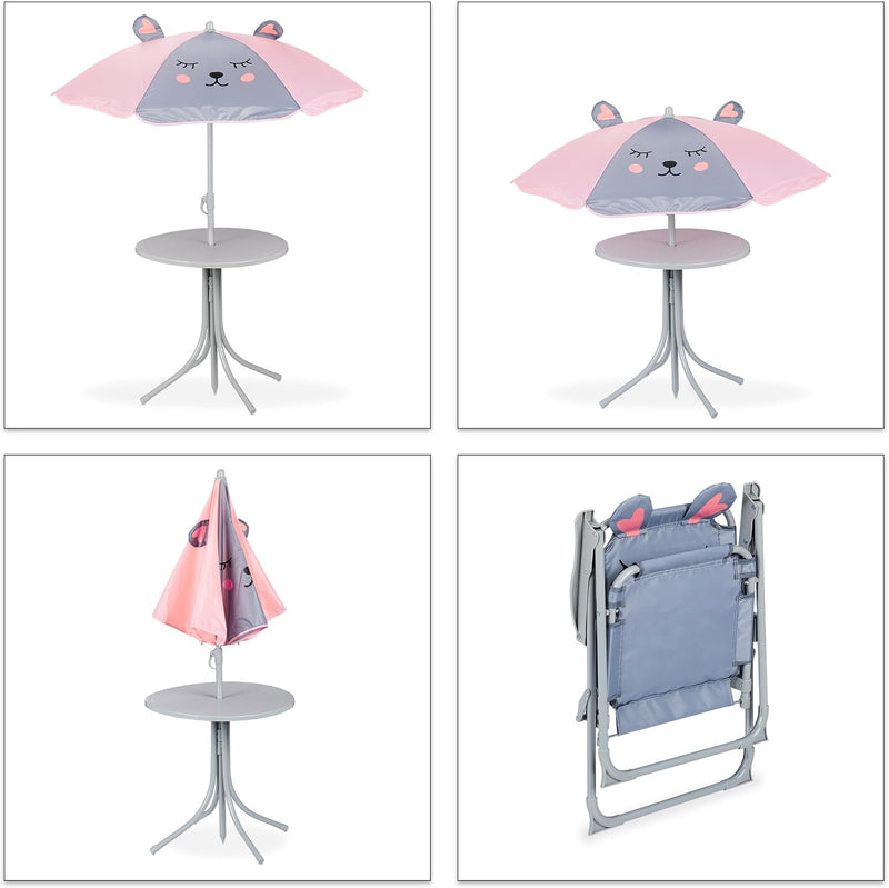 Children’s Camping Furniture Set with Parasol Folding Chairs