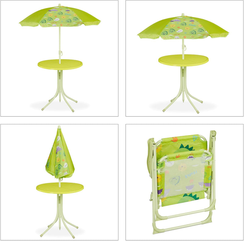 Children’s Camping Furniture Set with Parasol Folding Chairs