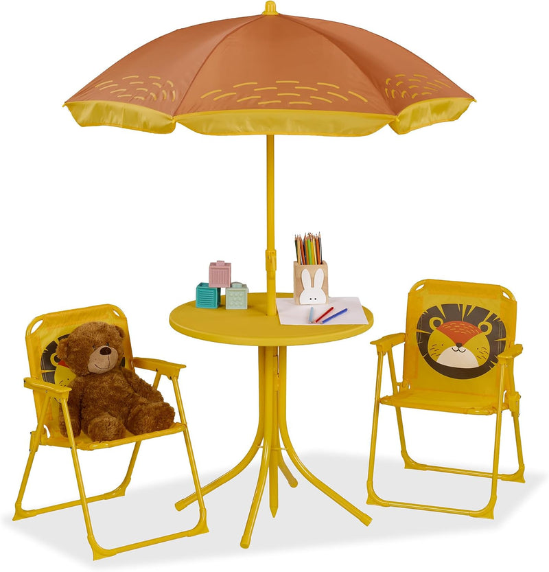 Children’s Camping Furniture Set with Parasol Folding Chairs
