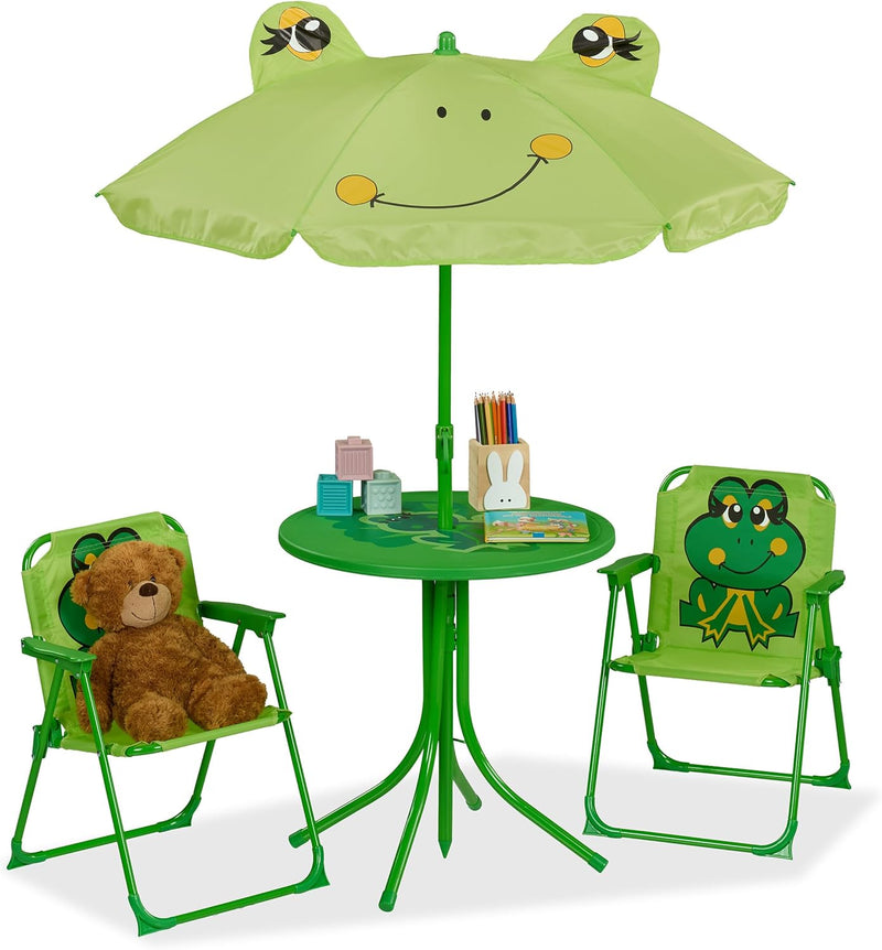 Children's Camping Furniture Set with Parasol Folding Chairs