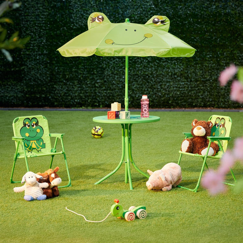 Children's Camping Furniture Set with Parasol Folding Chairs
