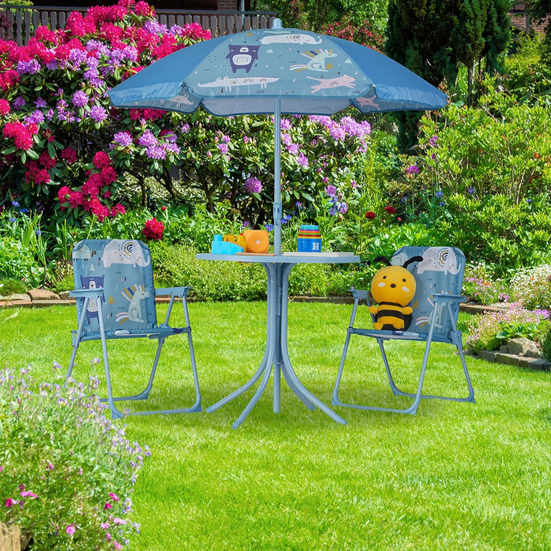 Children’s Camping Furniture Set with Parasol Folding Chairs