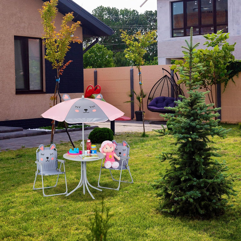 Children’s Camping Furniture Set with Parasol Folding Chairs