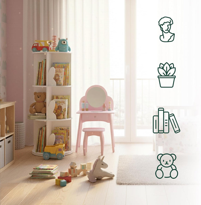 Children's Rotatable Bookcase 12 Compartments