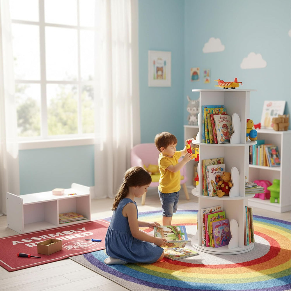 Children's Rotatable Bookcase 12 Compartments
