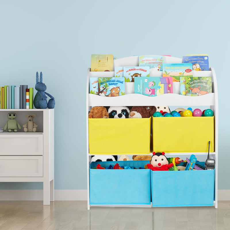 Children's Shelf Campfire Motif 4 Boxes Compartments