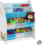 Children's Shelf Animals Motif 4 Boxes Compartments