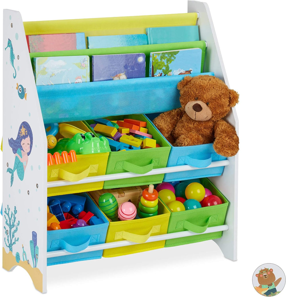 Children's Shelf Mermaid Motif 6 Boxes Compartments