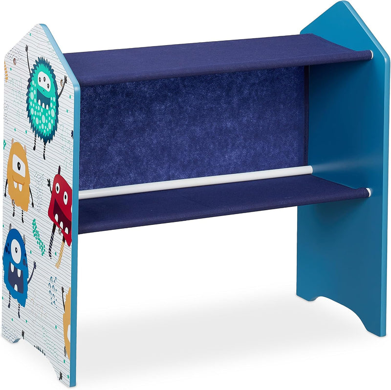 Children's Shelf with 6 Fabric Boxes Monster Design