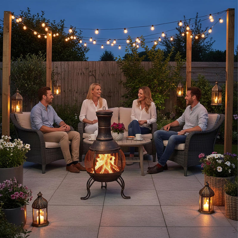 Chiminea Fire Poker Grate Spark Guard Garden Patio