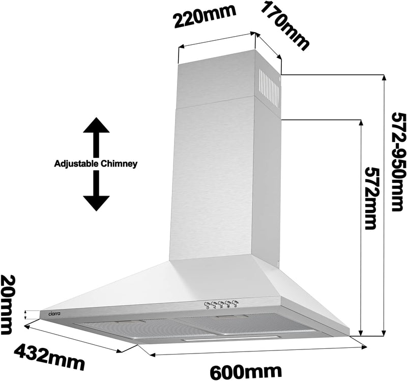 Chimney Cooker Hood Class A++ 404m³ H