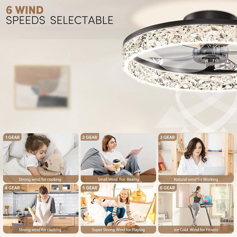 50CM LED Ceiling Fan with Lights Flush Mount
