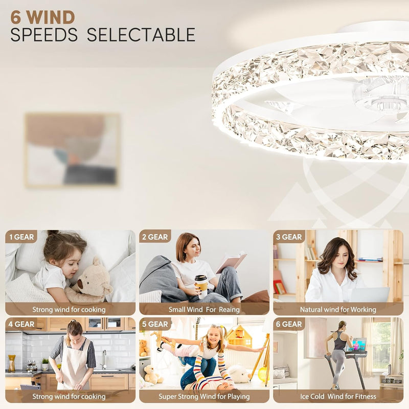 50CM LED Ceiling Fan with Lights Flush Mount