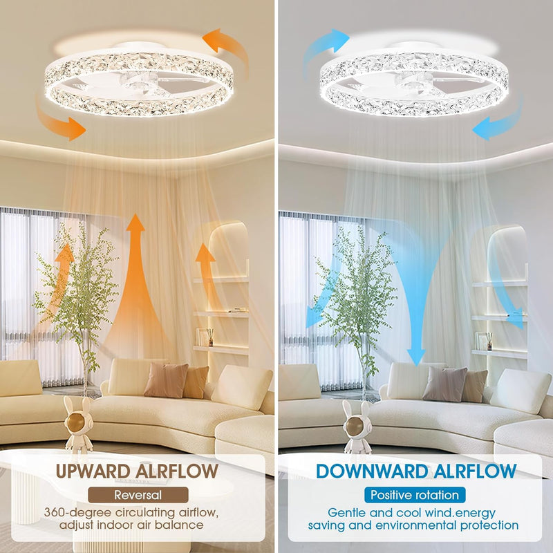 50CM LED Ceiling Fan with Lights Flush Mount