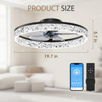 50CM LED Ceiling Fan with Lights Flush Mount