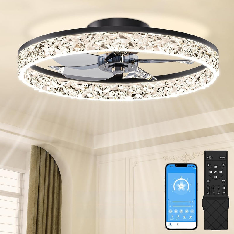 50CM LED Ceiling Fan with Lights Flush Mount