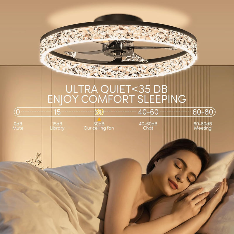 50CM LED Ceiling Fan with Lights Flush Mount