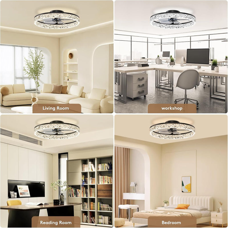 50CM LED Ceiling Fan with Lights Flush Mount