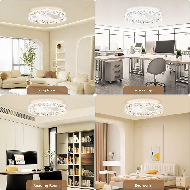 50CM LED Ceiling Fan with Lights Flush Mount